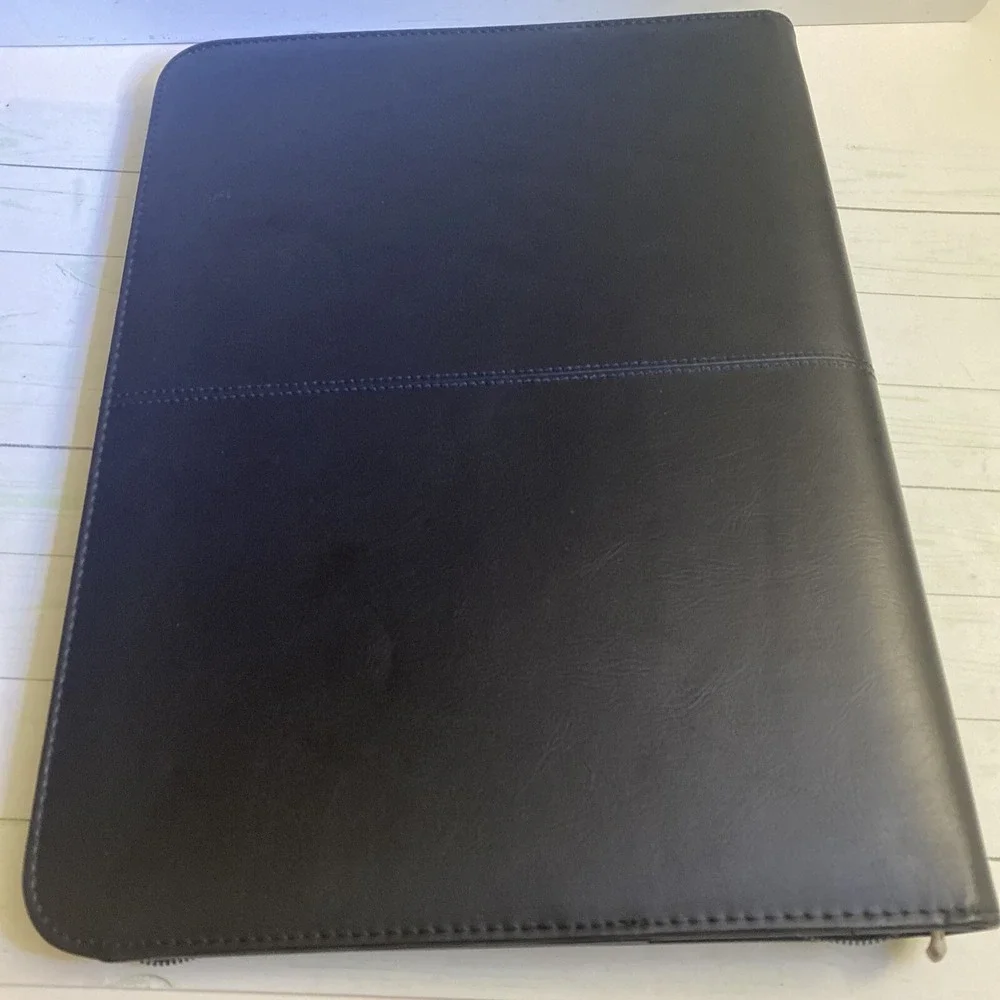 Cossini Black Superior Vegan Leather Business Portfolio with Zipper –
